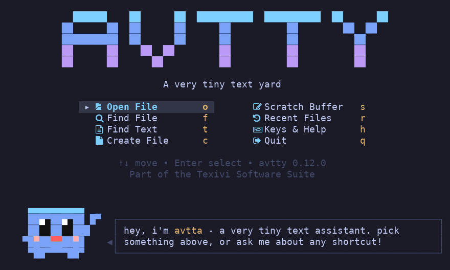 The start screen